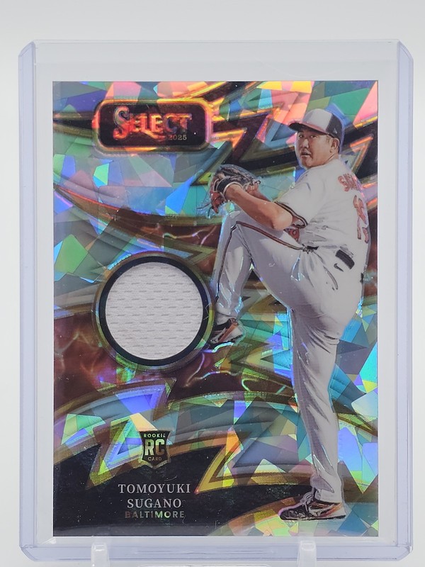 TOMOYUKI SUGANO 2025 SELECT PRIZM SPARKS ROOKIE PATCH CRACKED ICE #SP-TS Q0819