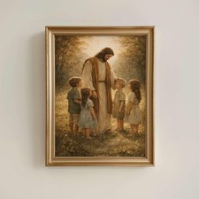 Jesus with Children Wall Art, Christian Religious Printable Art for Home Decor