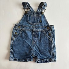 Vintage Y2K Faded Glory Infant 6/9M Denim Carpenter Shortalls Jean Overalls