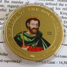 COOK ISLANDS 2010 KING JOHN PORTRAIT GOLD PLATED PROOF DOLLAR - coa