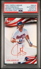 2021 Topps Chrome Beisbol #BAJG Juan Gonzalez Beisbol Auto PSA Auth