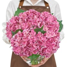          Real Touch Hydrangea Artificial Flowers with Long Stems,20in Magenta...