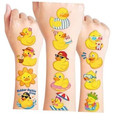 96 PCS Rubber Duck Temporary Tattoos For Kids, Birthday Party Favors