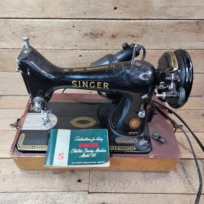 Vintage 1953 Singer 99K Sewing Machine w Case Manual EJ163444 Electric Works