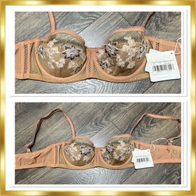 La Perla Donna Lucia Mesh Appliqu&eacute; Embroidered Bra 34B NWT $580 Tan/Brown RARE