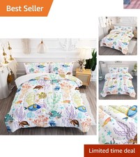 Full Sea Turtle Comforter Set - 3 Pieces with Pillowcases for Cozy Kids Decor