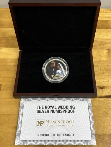 2 oz NumisProof Silver The Royal Wedding Of Harry & Megan Colorized Round
