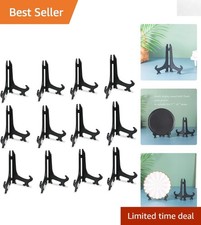 Versatile 12-Pack Black Foldable Easel Stands - Perfect for Plates  Photos