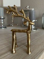 Hirsch Figur Metall Dekofigur Gold Edel Modern Hirschfigur Sylt Skulptur NP39€