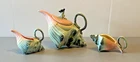 VINTAGE HULL EBB TIDE circa 1954 TEAPOT CREAMER and SUGAR BOWL CONCH SHELL