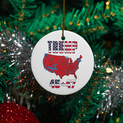President Trump 45 47 Xmas Ornament - Election Map 2024 Christmas Ornament