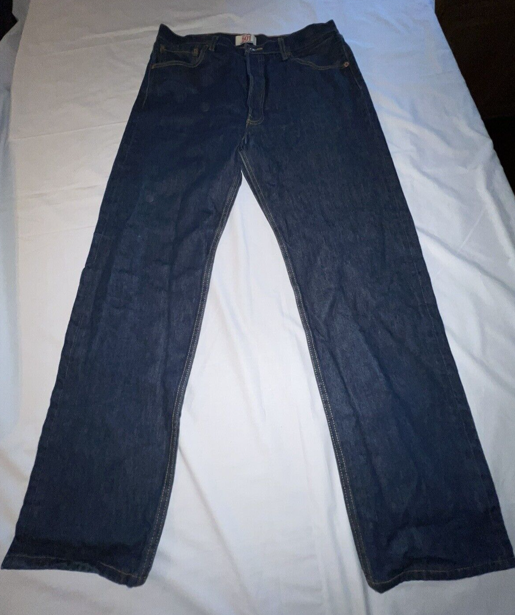Levi's 501 Original Shrink To Fit Button Fly Jeans Rigid Dark Blue