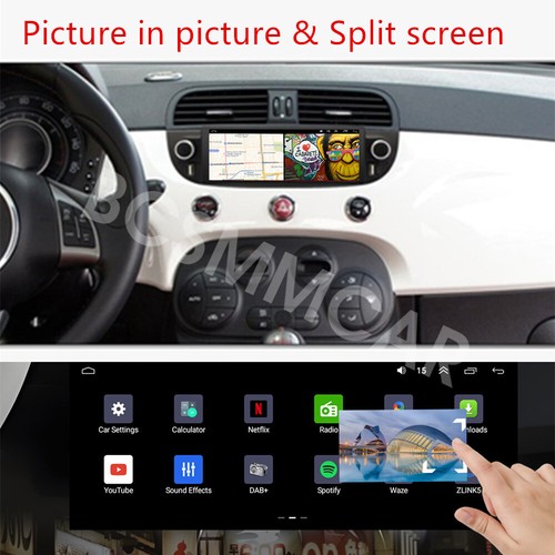 Fit For Fiat 500 2007-2018 Stereo Car Radio Android 14 GPS Navigation BT Camera - Picture 3 of 24