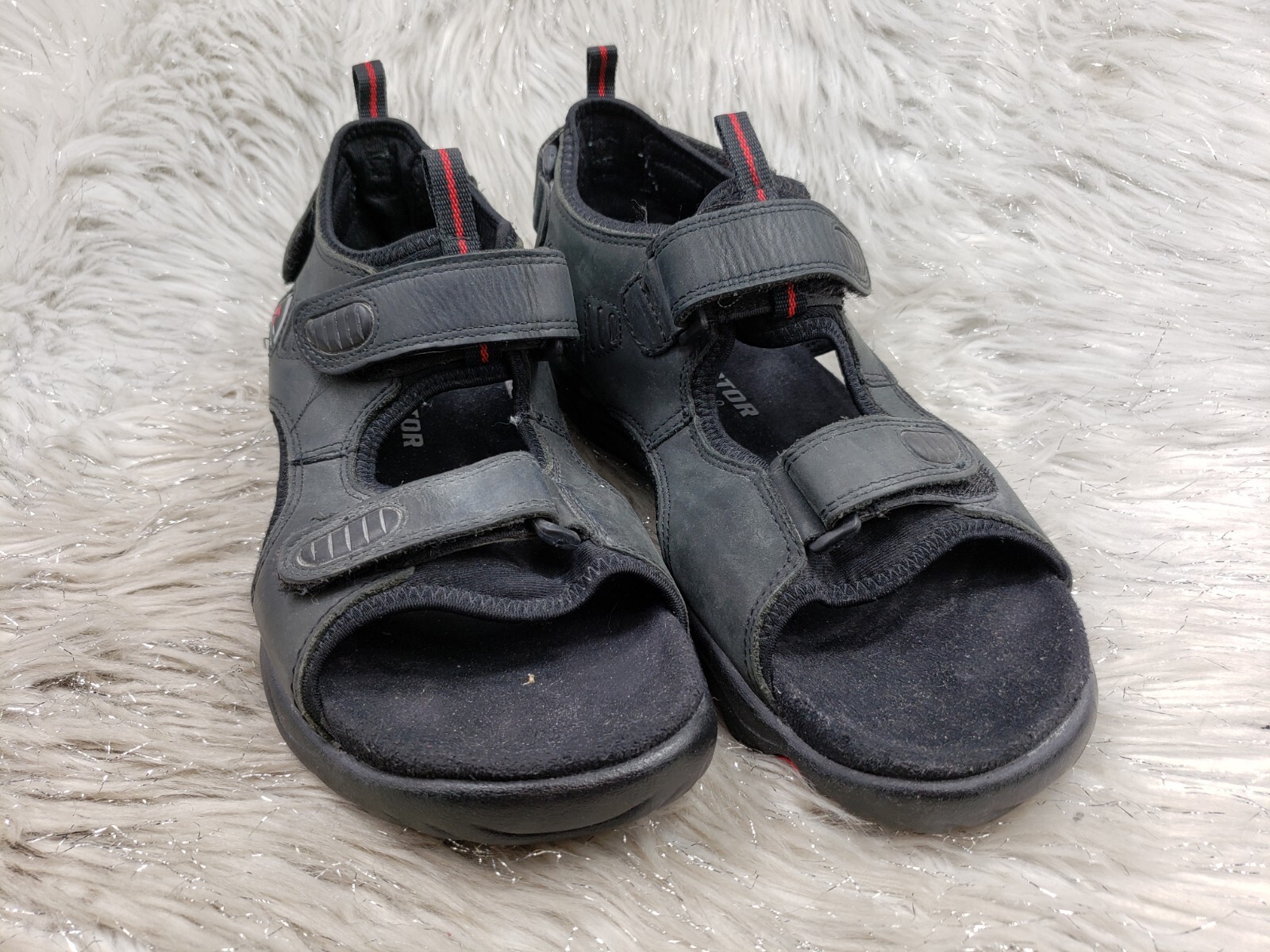 ECCO RECEPTOR Black Leather Active Sandals Size US 9 … Gem