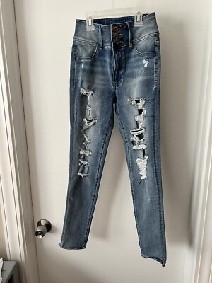 AEO super high rise jegging HEO denim distressed jeans 0 Reg 22/25