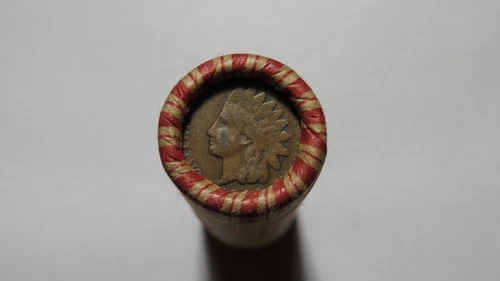 SEALED WHEAT INDIAN HEAD PENNY MIXED ROLL WITH VINTAGE INDIAN CENT END COIN DHN