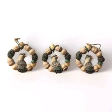 🌲3 Vtg Partridge, Pine Cones & Acorns Woodland Resin Christmas Ornaments 