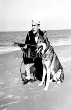 WW2 Picture Photo US Coast Guard with M50 submachine gun and dog in US 1943 1362