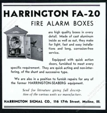 1941 Harrington FA-20 fire alarm box photo vintage trade print ad