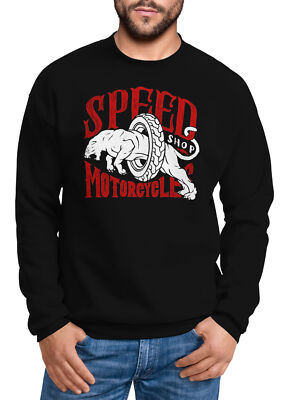 Neverless Herren Sweatshirt Mit Motorrad Print - Retro Biker Style