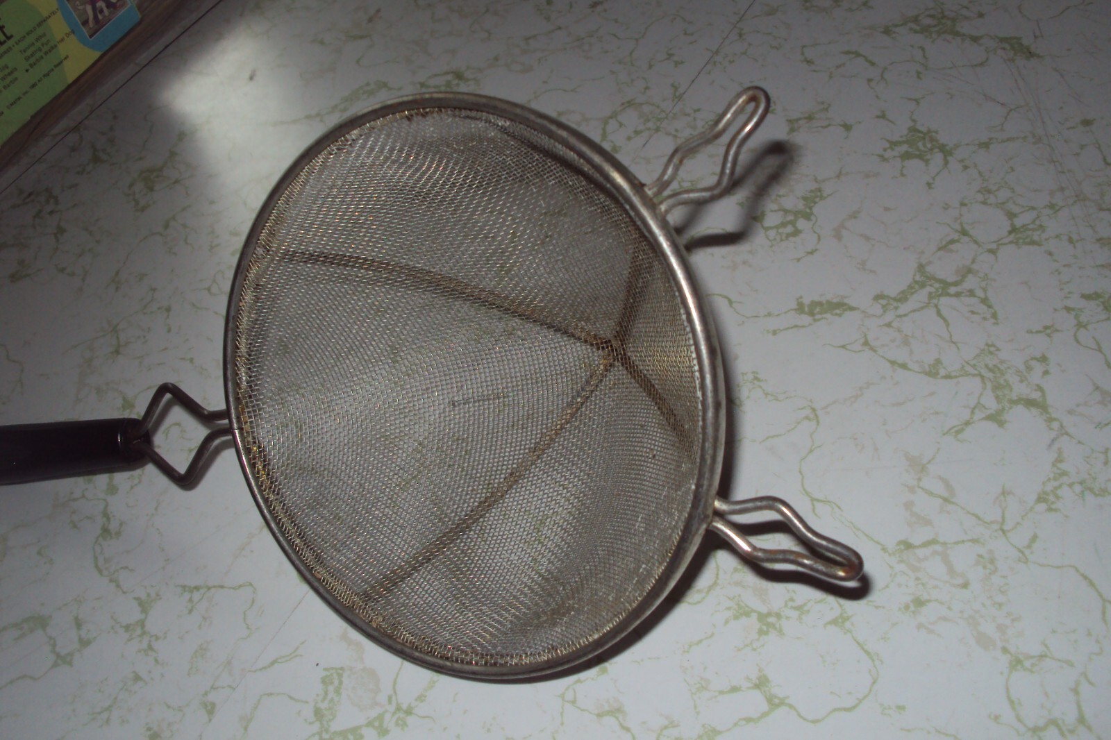 Vintage Mesh Metal Strainer Plastic Black Handle Kitchen Flour Sifter eBay