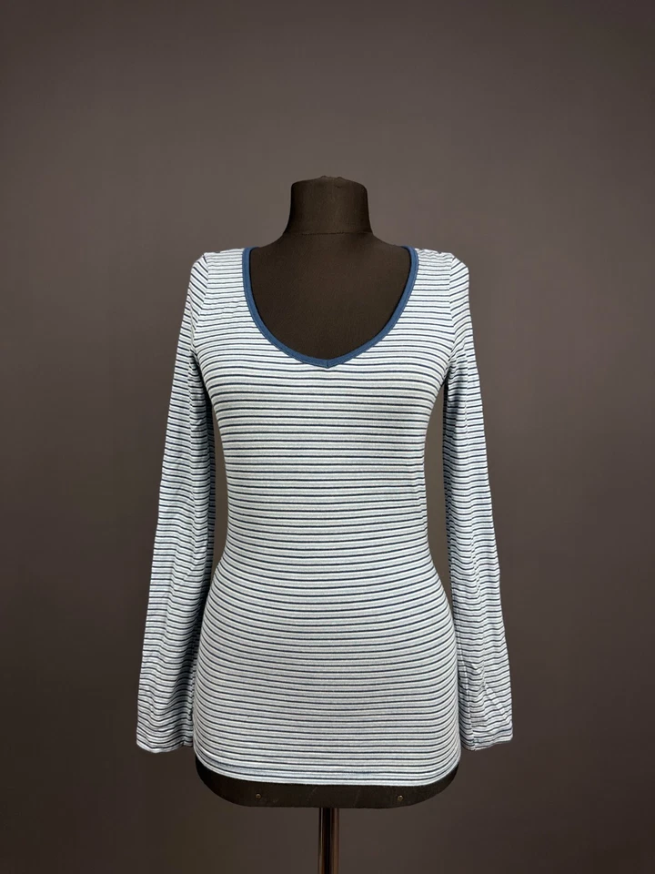 Camiseta Icebreaker Mujer Azul Lana Merino Manga Larga Rayas Exterior Top Talla XS Foto 2 de 4