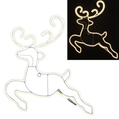 HONGU Renna Natalizia 60x70cm Luminosa per Esterno Cervo Natale Led luce Bianca