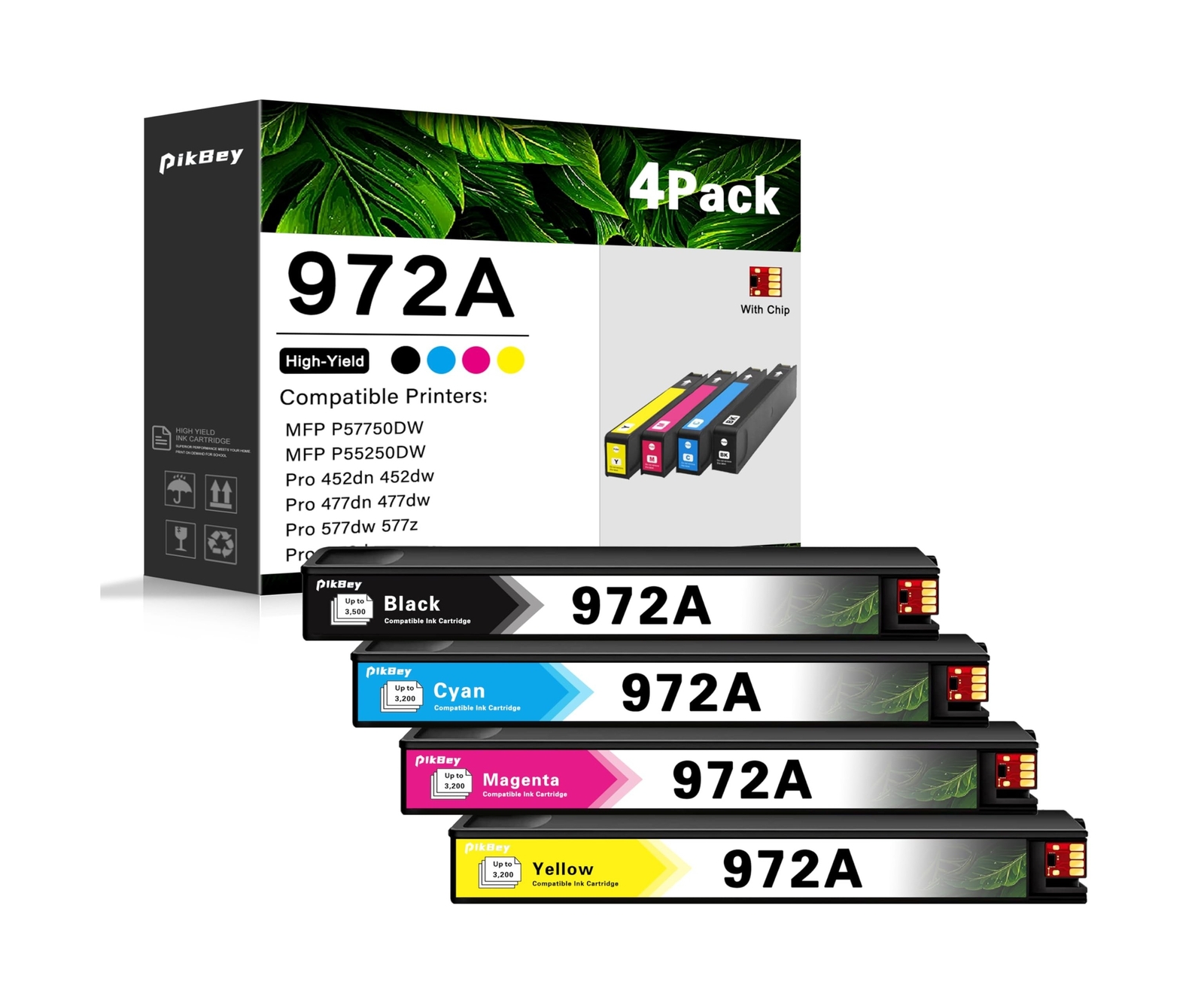 972A Ink Cartridges High Yield Set (4Pack, Black/Cyan/Magenta/Yellow) Compati...-image