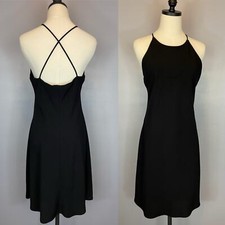 Vintage 90s Little Black Dress Criss Cross Strappy Jump Apparel Wednye Chaitin