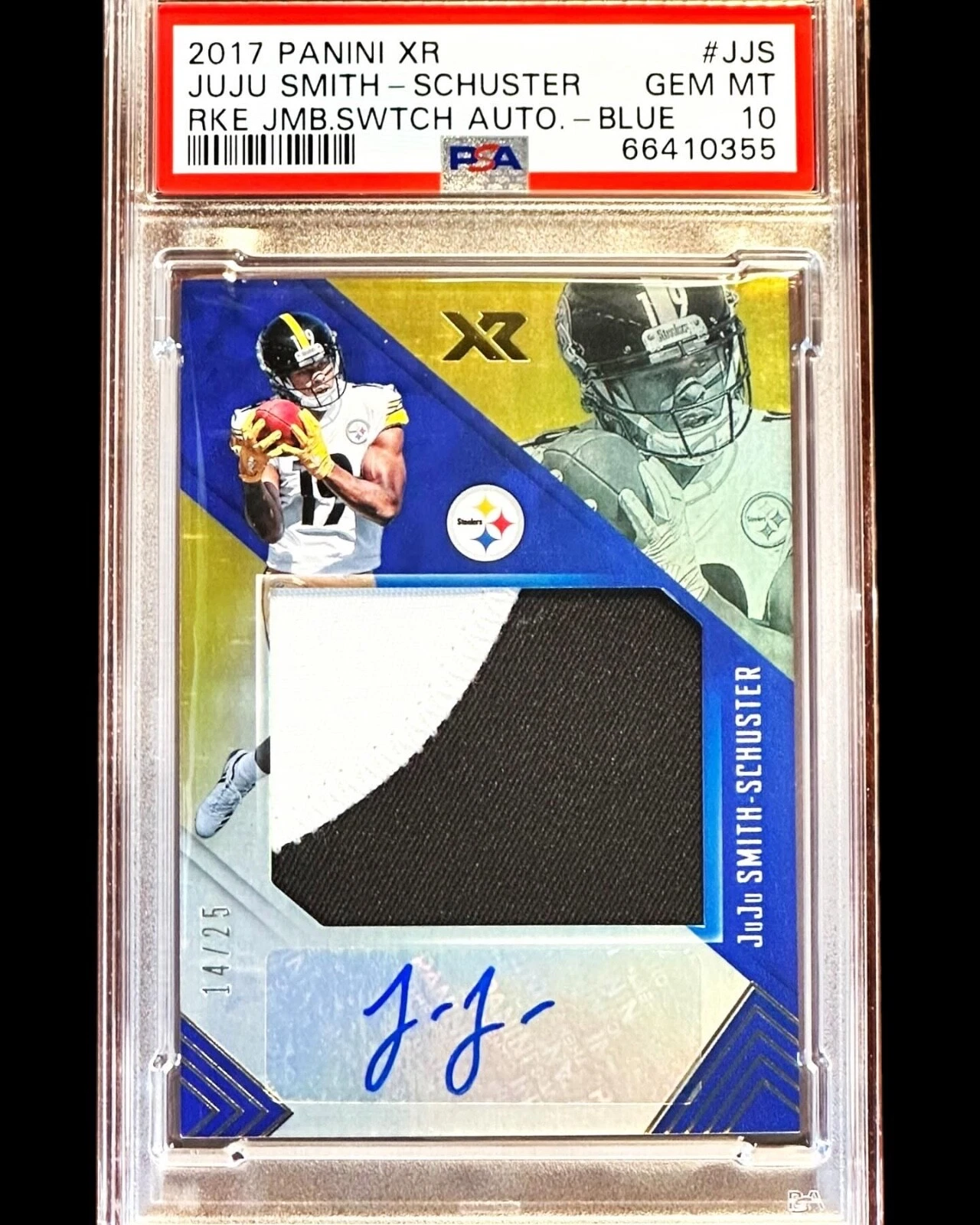 JuJu Smith-Schuster Panini XR Rookie Jumbo Swatch Autograph #JJS Blue