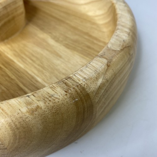 Crate & Barrel Chip Dip Tray Beech Wood Dish Party Round 12 in Missing Bowl - Picture 8 of 11