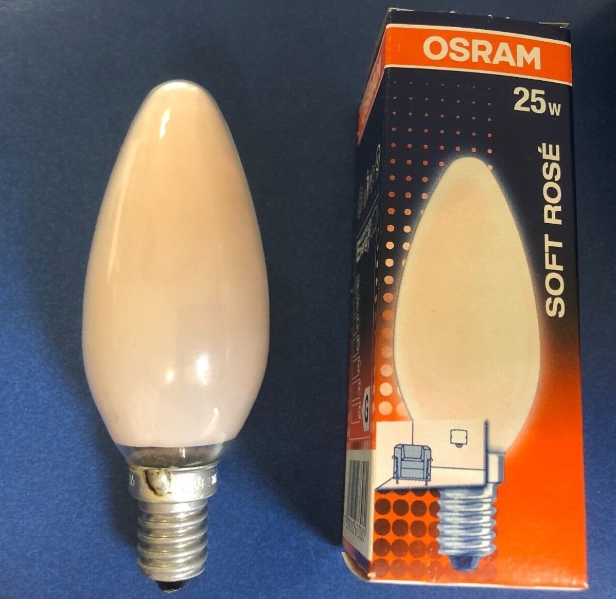 Osram Candle Bellalux B35 Soft Rose Pink E14 25W Bulb Made in France Dimmable