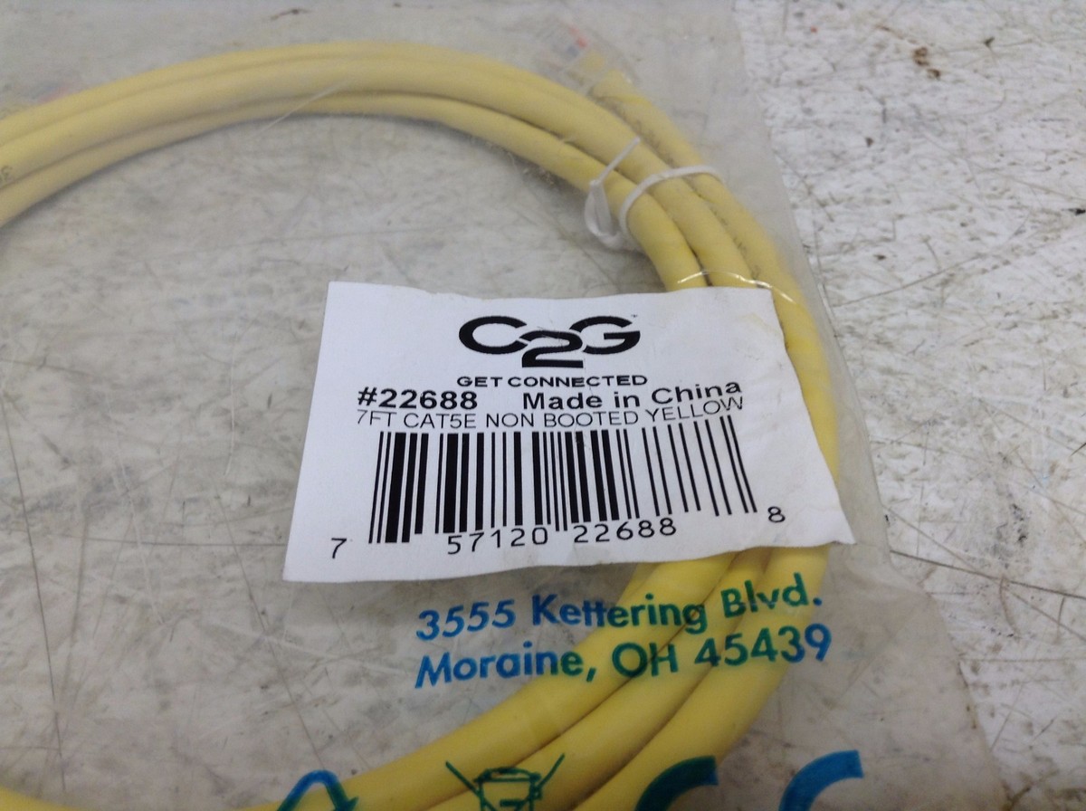 C2G 22688 7 Ft CAT5E NON Booted Yellow Cable New (TSC) | eBay