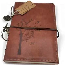 Vintage Purple Faux Leather Refillable Writing Journal - Slim A5 Diary Notebook