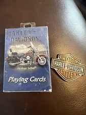 HARLEY-DAVIDSON Emblem & CARDS BLUE BOX HERITAGE SOFTAIL Still In Wrapper