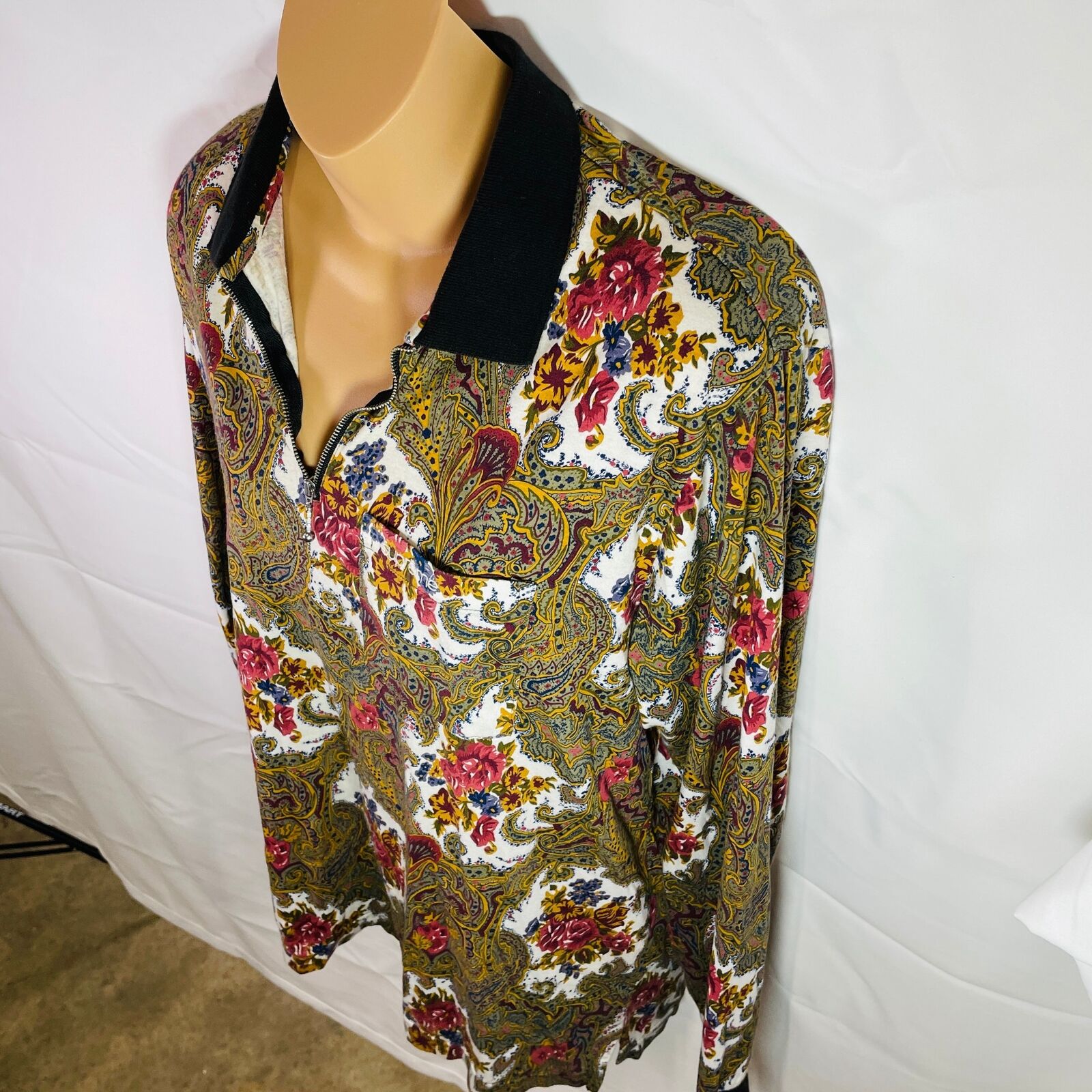Supreme Quarter Zip Pocketed Pullover Shirt Size M Paisley RN 101837