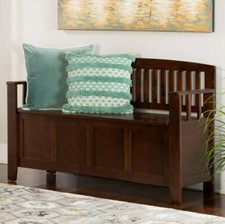 Wood Entryway Storage Bench Seat Furniture Chair Living Room Hinge Flip Top Mud