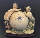 LLADRO Figurine #5847 The Voyage Columbus Children Exploring Globe Signed w/ Box — photo 3