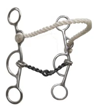 Showman Stainless Steel Combination Bit w/ Twisted Snaffle & Rope Nose