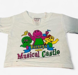 Vintage 1999 Barney’s Musical Castle T Shirt Kids Size 2T Baby Bop BJ USA