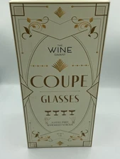 The Wine Savant 7 Oz Coupe Champagne Wine Glasses Set Of 4 Gift Box NIB