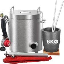 6KG Metal Propane Melting Furnace Kit w/ Crucible , Tongs Kiln Smelting Tool