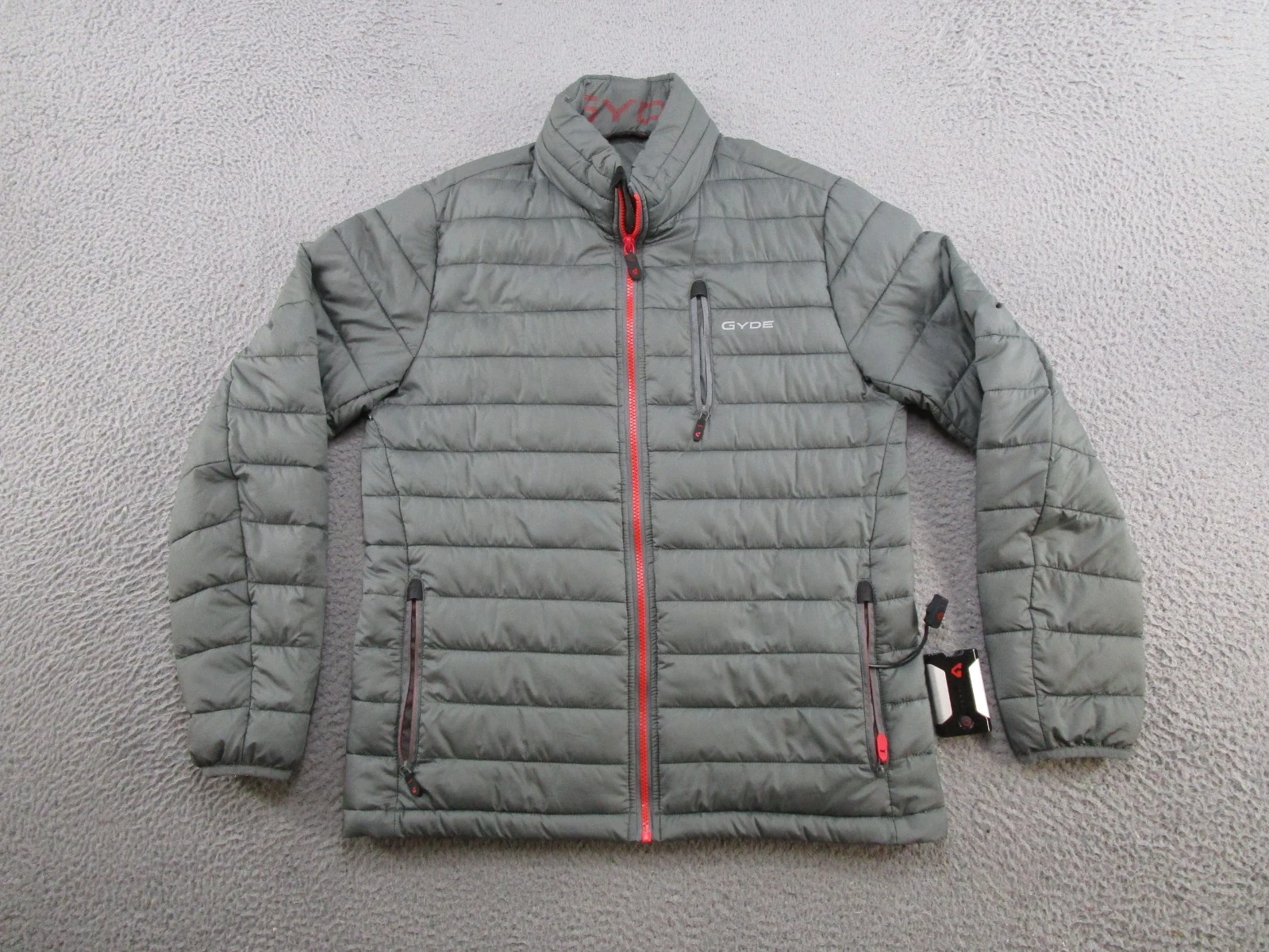 Gyde Supply Jacket Mens M Heated Full Zip Puffer Gray Jacket Zip Pockets READ