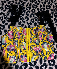 Free People Yellow Floral Corset Top Tie Straps