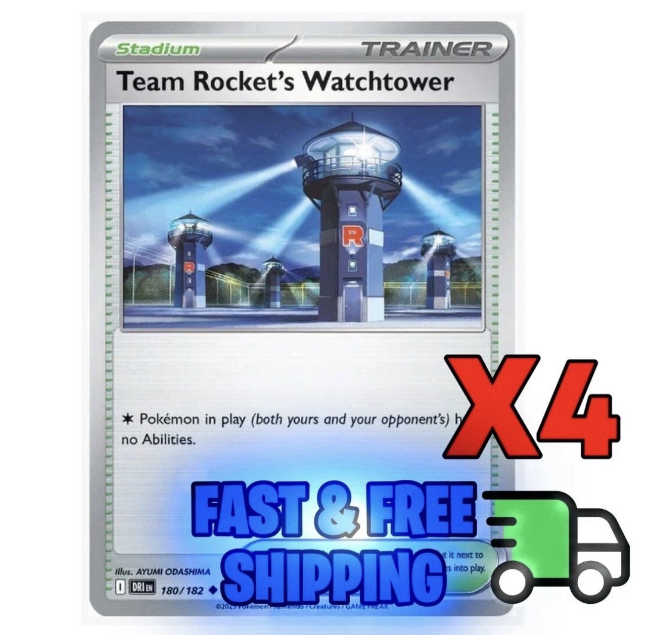 4x Team Rocket's Watchtower 180/182 [Playset] - Destined Rivals - Pokemon TCG x4