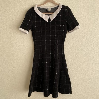 H&M WEDNESDAY ADDAMS DRESS SCHOOL GIRL BLACK WHITE COLLAR GOTH EMO COSTUME XS