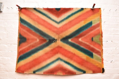 Antique Navajo Rug Germantown Native American Woven Textile 37x28 Vintage