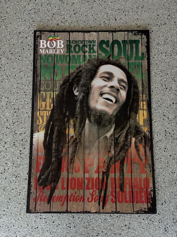 Vintage BOB MARLEY Wood Wooden Poster. 24x36. Jamaica. Reggae. Pre Owned.