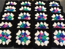 Lot of 20 5" Variegated Rainbow Mix FLOWER Crochet GRANNY SQUARES Blocks AFGHAN