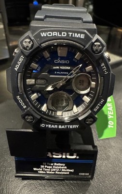 Casio Mens Analog Digital Black Res Black Model AEQ120W-2AV